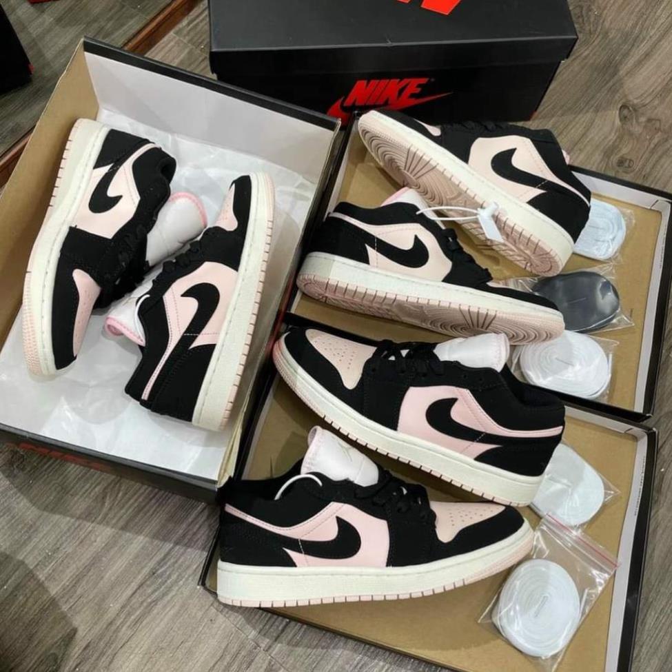Giày Sneaker Nam Nữ - Giày Nike Jordan JD 1 Low Hồng Đen Cổ Thấp Cao Cấp Full Box Bill po !