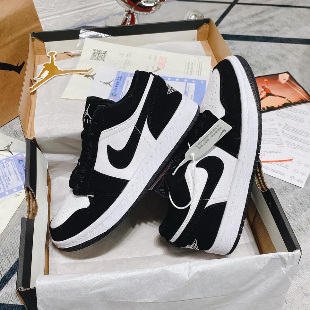 Giày thể thao jordan panda cổ thấp bóng đen trắng thời trang full box