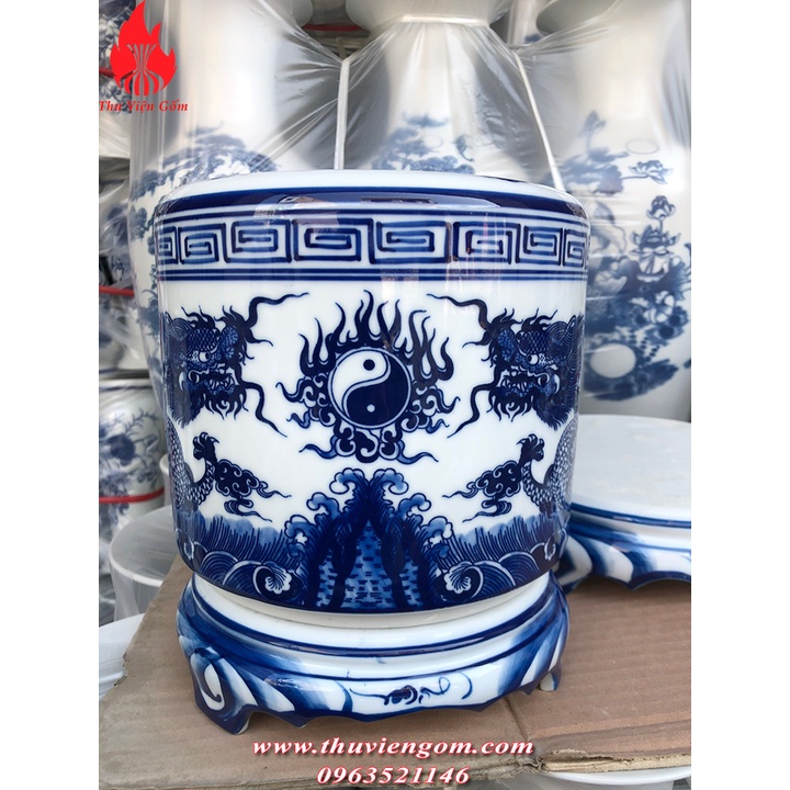 Bát Hương Thờ Men Lam vân mây Bát Tràng