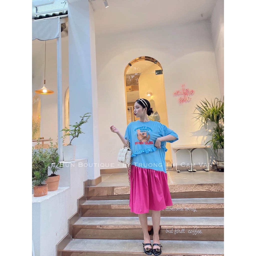 Váy suông phối ly màu cho mẹ và bé