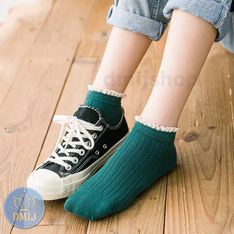 Tất bèo nữ cổ thấp phong cách công chúa nhiều màu đáng yêu