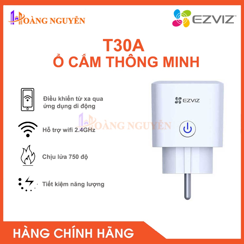 [NHÀ PHÂN PHỐI] Ổ cắm thông minh T30A-10A-EU EZVIZ - Chức Năng Bật, Tắt Từ Xa, Có Thể Điều Chỉnh Độ Sáng Đèn Chỉ Thị