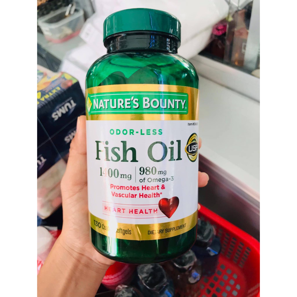 Dầu cá Nature's Bounty Fish Oil 1400 mg hàng Mỹ ( Cam kết hàng đúng, chất lượng 100%)