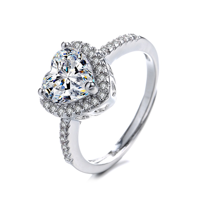 Nhẫn Đính Đá zircon Dạng Hở Hình Trái Tim Thời Trang Cho Nữ