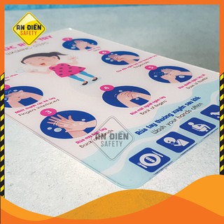 Biển báo Hướng Dẫn Các Bước Rửa Tay bằng mica Đài Loan dày 2mm. Tặng kèm decal dán tường 3M