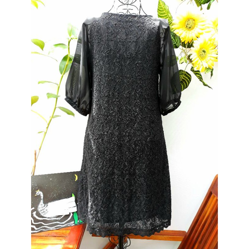 Đầm ren đen tiểu thư, hàng secondhand Nhật. Nhãn hiệu Agneau 7, size M #hàng_si_tuyển #freeshipextra