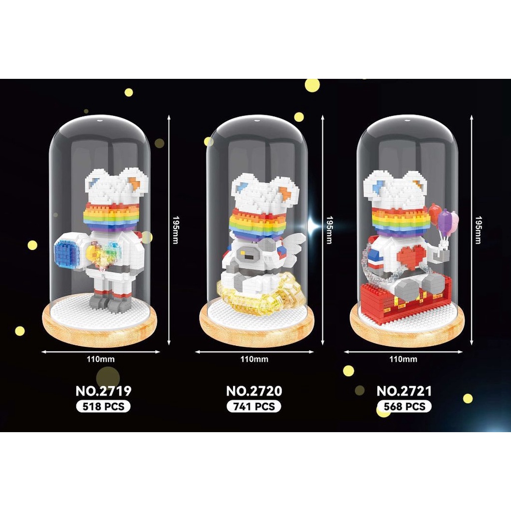 Bộ lắp ráp BEARBRICK Phi hành gia- Wise 2719/2720/2721