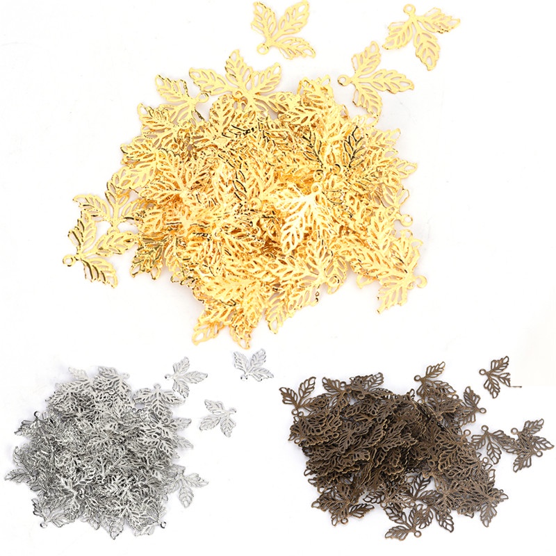 Bộ 100 Chiếc Lá Kim Loại Dùng Làm Đồ Thủ Công