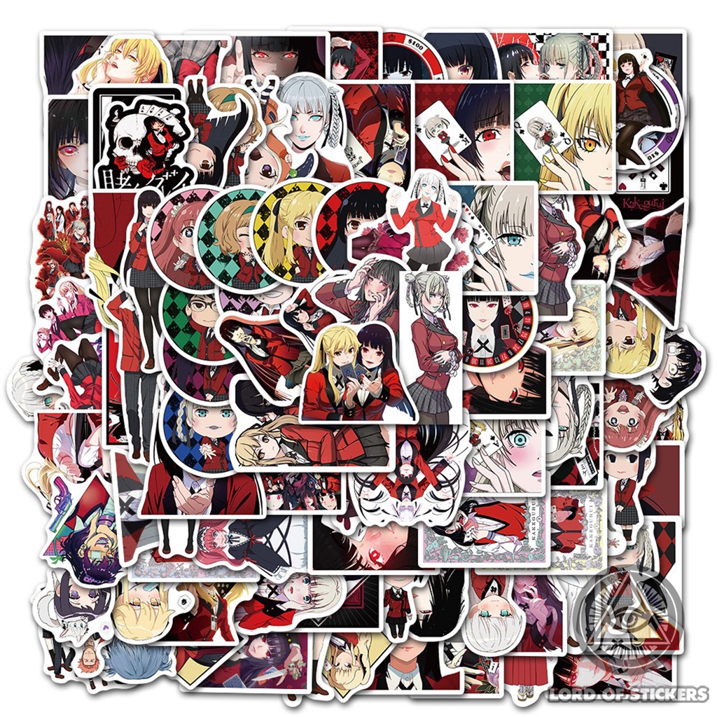 Set 100 Hình Dán Kakegurui Sticker Anime Manga Chống Thấm Nước Trang Trí Mũ Nón Bảo Hiểm, Ván Trượt, Laptop, Vali, Sổ