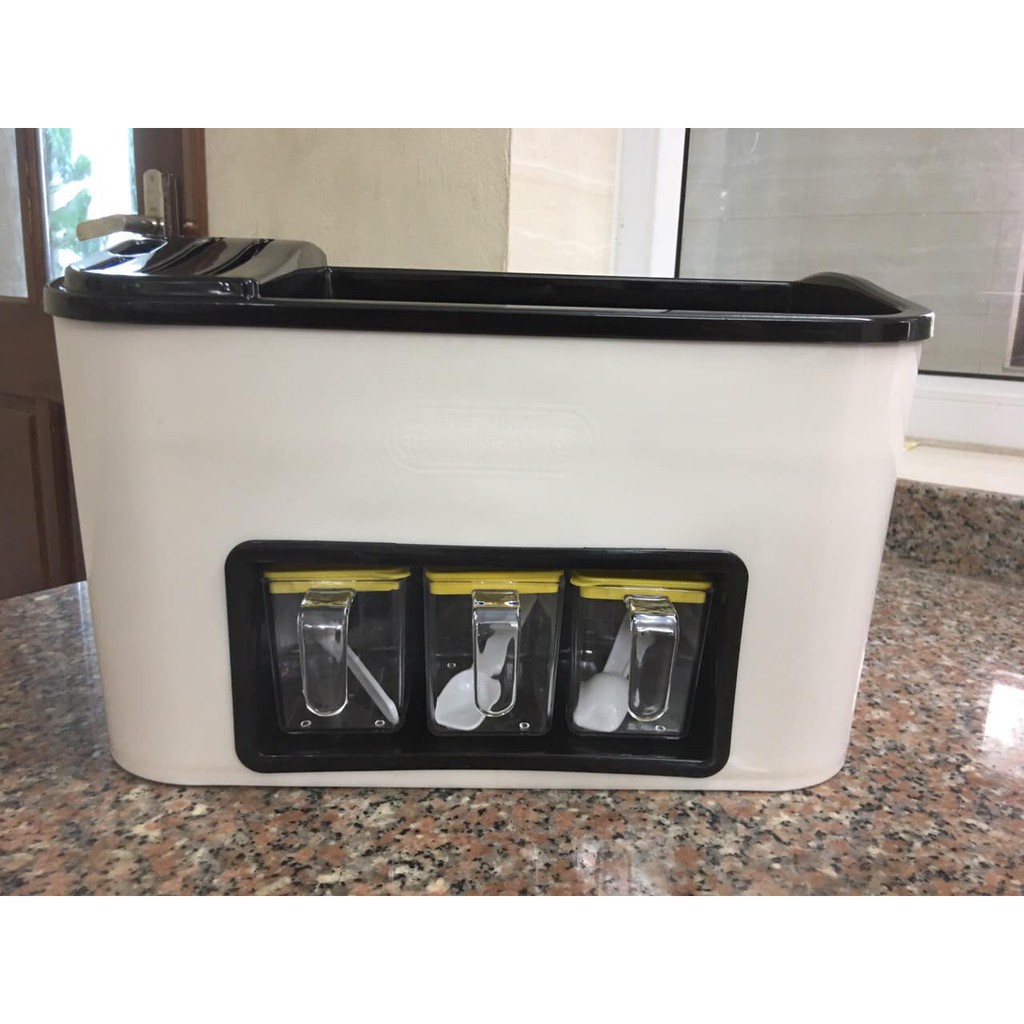 Kệ gia vị nhà bếp 3 cốc có nắp đậy chống ẩm hàng Việt Nam | BigBuy360 - bigbuy360.vn