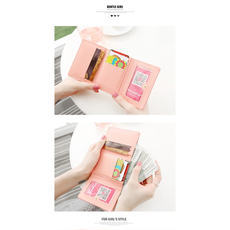 Ví nữ mini giá rẻ, bóp nữ GENZY họa tiết nơ nhiều ngăn đựng thẻ V023