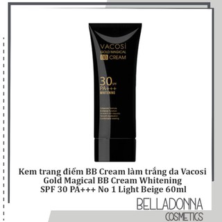 Kem trang điểm bb cream làm trắng da vacosi gold magical bb cream whitening spf 30 pa+++ no 1 light beige 60ml