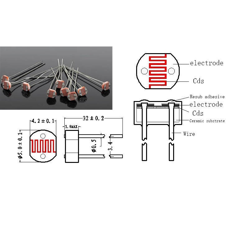 Bộ 10 cái - Điện trở quang 5528 LDR 5mm (Quang trở, cảm biến ánh sáng) Cho Arduino