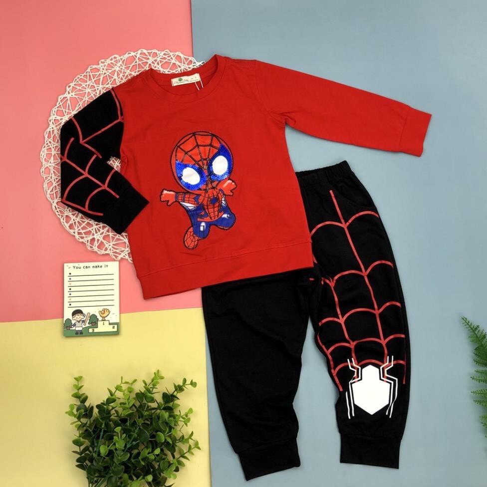 Bộ cotton dài tay hình siêu nhân cho bé trai size 3-10 (12-30kg), chất mềm mại, đanh mịn, hiệu Litibaby