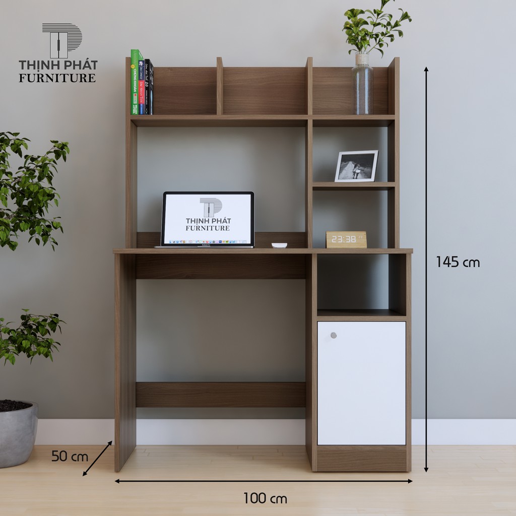 BÀN LÀM VIỆC – BÀN HỌC KÈM GIÁ SÁCH THỊNH PHÁT FURNITURE BLV-TP08
