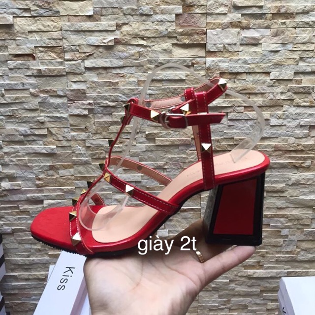 Giày sandal cao gót kiểu valen phối đinh size 34-40