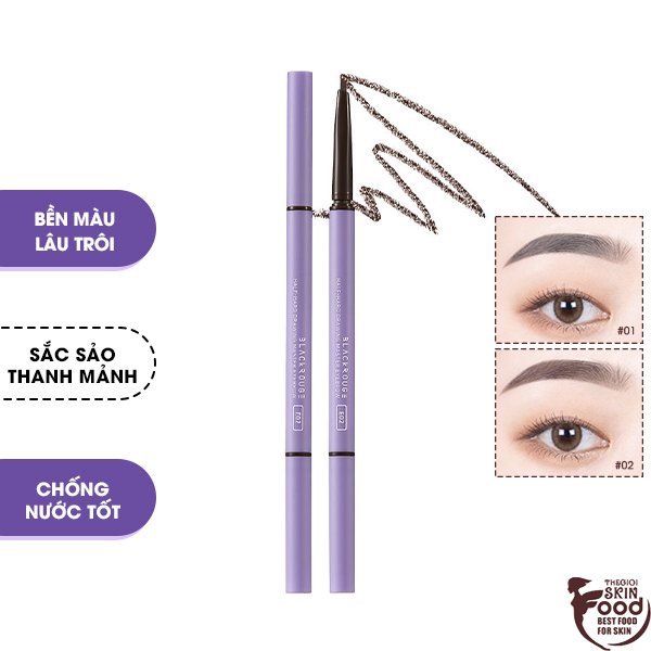 Chì Kẻ Mày Ngang Nét Mảnh, Lâu Trôi Black Rouge Half-Hard Drawing Master Eyebrow 0.07g