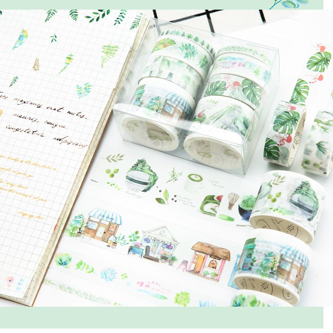 [Mã LIFEBOOK2 giảm 10% đơn 0Đ] Set 8 Cuộn Băng Dính Washi Tape Trang Trí Scrapbook, Planner