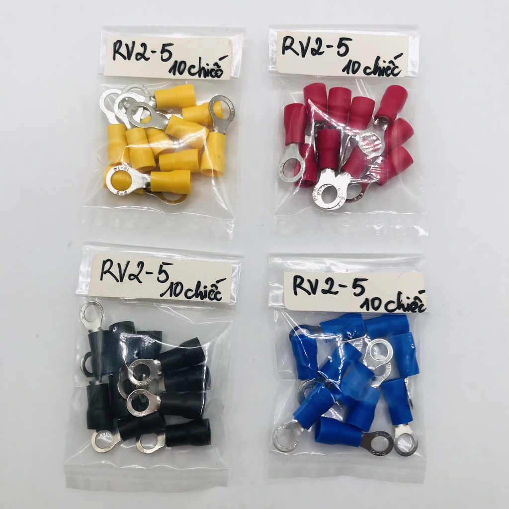 10 Đầu cos tròn rv2-5, RV2-5, đầu cos dây điện, đầu cos xe máy [Cos Đồng]