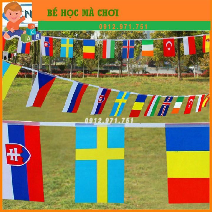 Dây cờ các nước, dây cờ thế giới, dây cờ các quốc gia trang trí (cờ dây) 100 lá cờ các quốc gia dài 25m