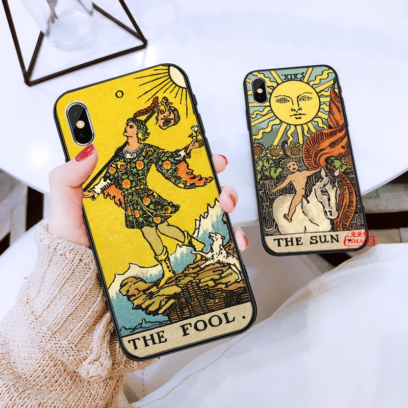 Ốp điện thoại mềm in hình những lá bài Tarot 175F dành cho iPhone XS Max XR X 11 Pro 7 8 6 6S Plus