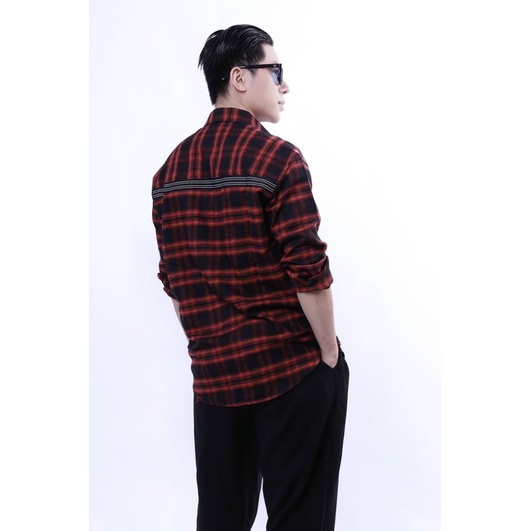 Sơ mi caro phối sọc lưng thời trang nam form suông rộng Nô Store