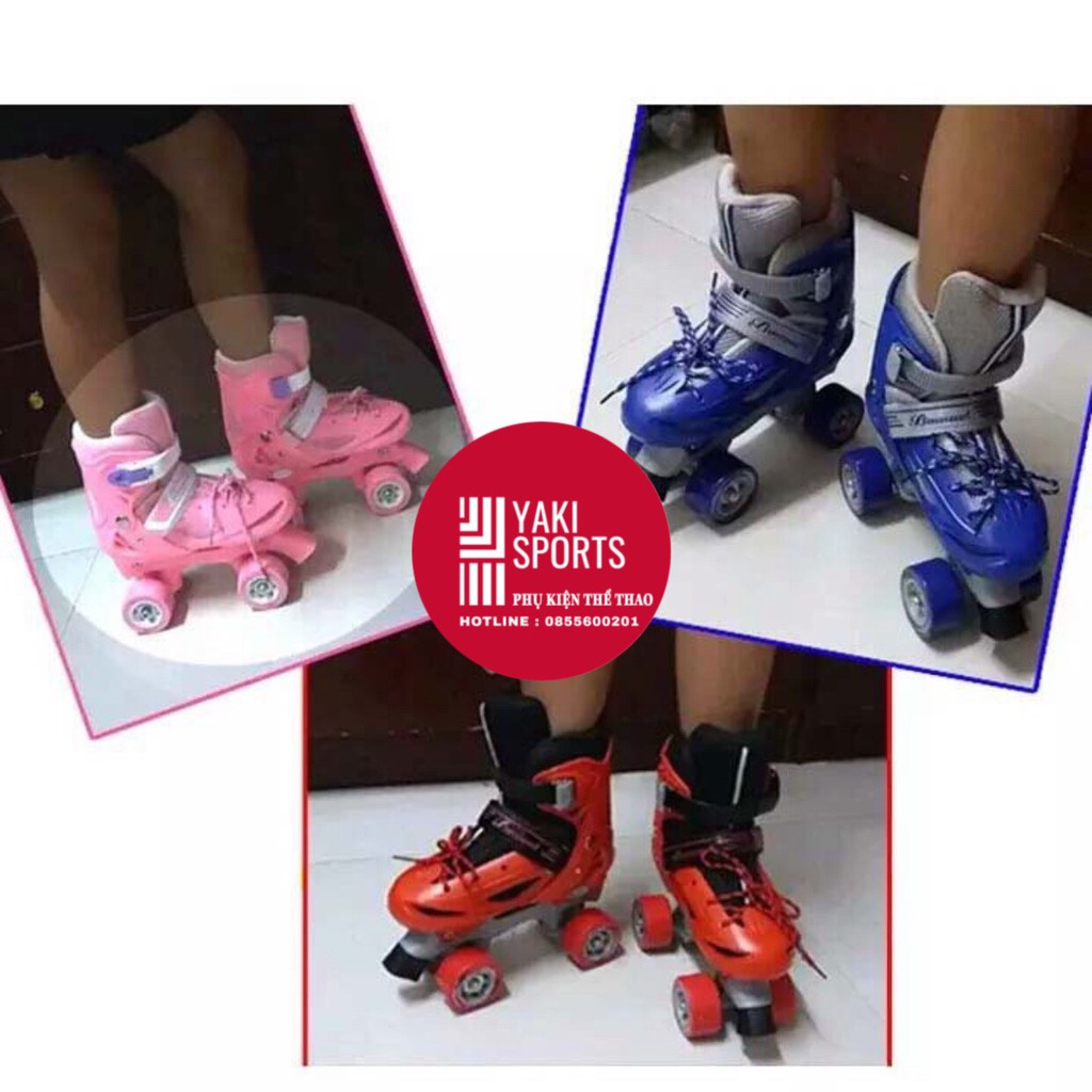 Giày trượt Patin Hai Hàng 4 bánh dễ thăng bằng cho bé (CHỈNH ĐƯỢC SIZE). Giày trượt patin 2 hàng