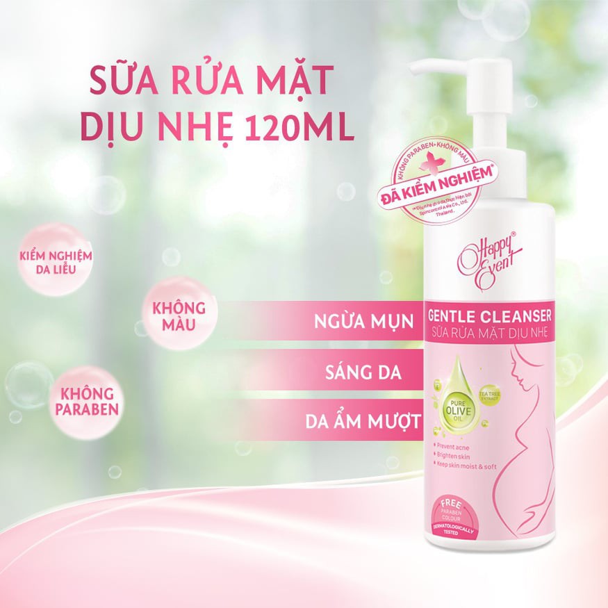 (mẫu mới 2023) Sữa rửa mặt dịu nhẹ Happy Event Gentle Cleanser 120ml