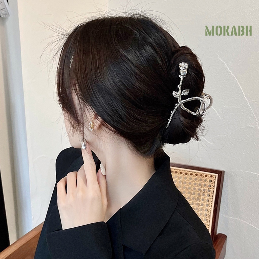 Kẹp Tóc Hình Hoa Hồng Màu Bạc Nhẹ Nhàng Thanh Lịch Cho Nữ