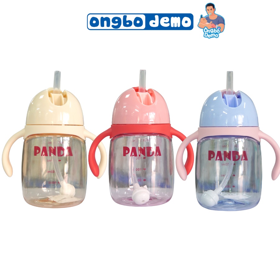 Bình tập hút Panda 310ml , bình tập uống nước cho bé - Ongbodemo