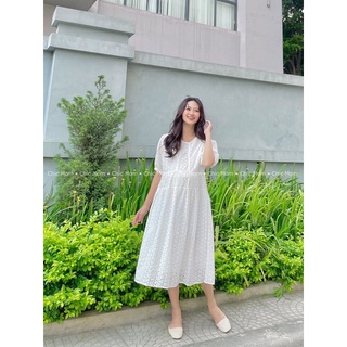 Váy bầu maxi thô hoa thêu