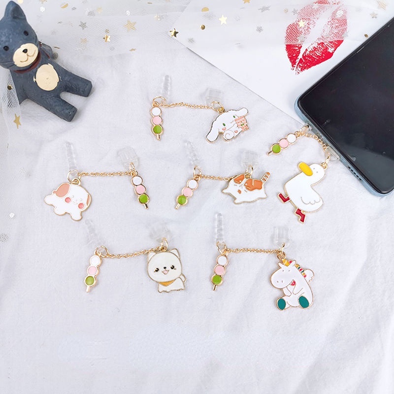 Phích Cắm Chống Bụi Hình Chú Chó Cinnamon Dễ Thương Cho Phích Cắm Sạc Điện Thoại Android