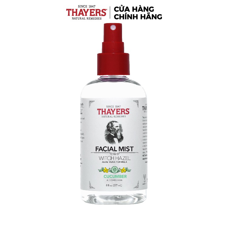 Nước hoa hồng không cồn THAYERS - Hương dưa chuột - Dạng xịt 237ml