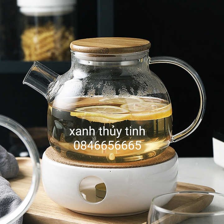 Ấm thủy tinh nắp gỗ 1000ml