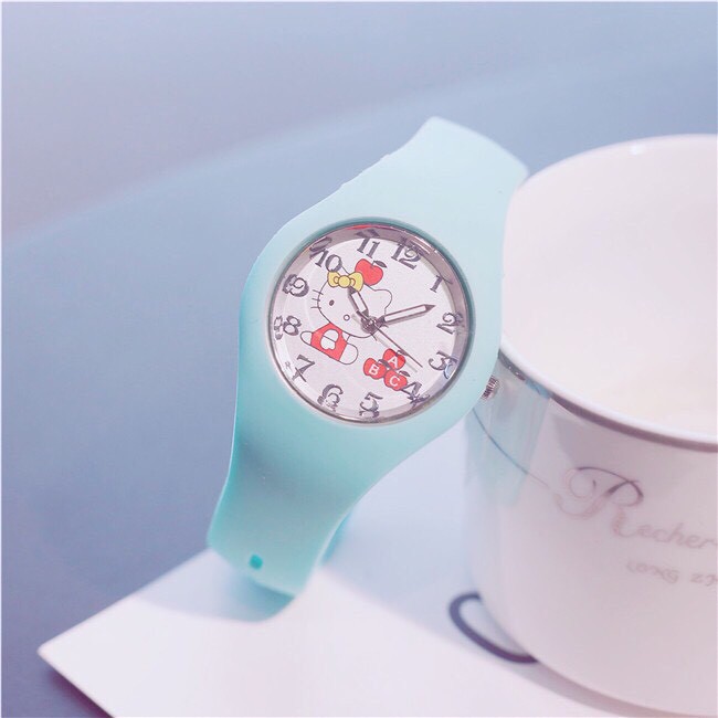 Đồng hồ thời trang nữ Candycat Mèo Kitty dây silicon dễ thương