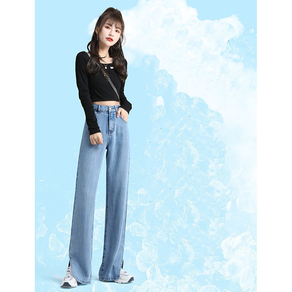 [ Ý TRỜI ] QUẦN JEAN ỐNG RỘNG NỮ XẺ LAI HÔNG MÀU XANH NHẠT CAO CẤP HADI ĐỦ SIZE S, M, L LAI CUỐN CÁ TÍNH, THỜI THƯỢNG