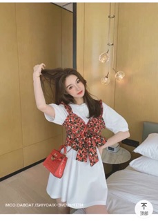 SET ĐẦM THUN KÈM TAG HOA CỘT NƠ