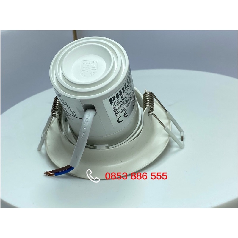 CHÍNH HÃNG **Đèn LED âm trần chiếu điểm 7W lỗ khoét trần D75mm PHILIPS, 59776  POMERON 070 7W WH Recessed spot light.