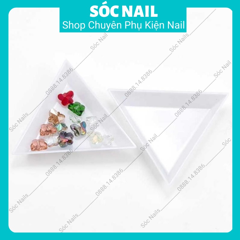 Khay Tam Giác Đựng Phụ Kiện Nail, Đựng Đá Làm Móng