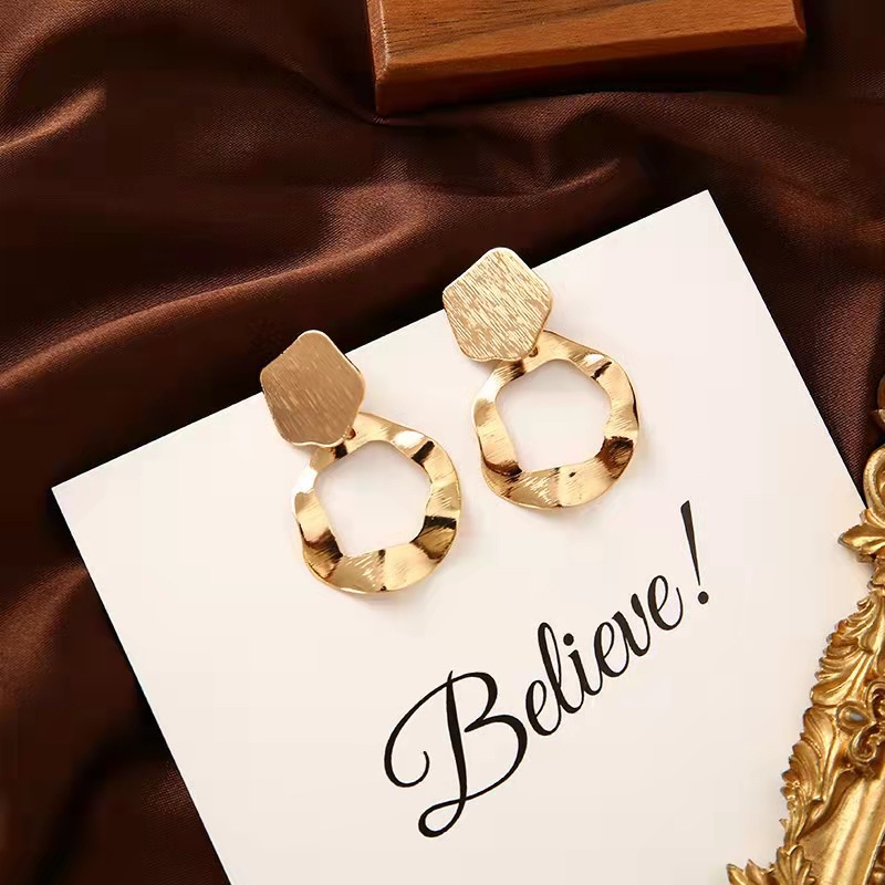 Khuyên tai nữ mạ vàng dáng thả trẻ trung chất liệu cao cấp bền màu không gỉ bông tai phong cách Hàn Quốc