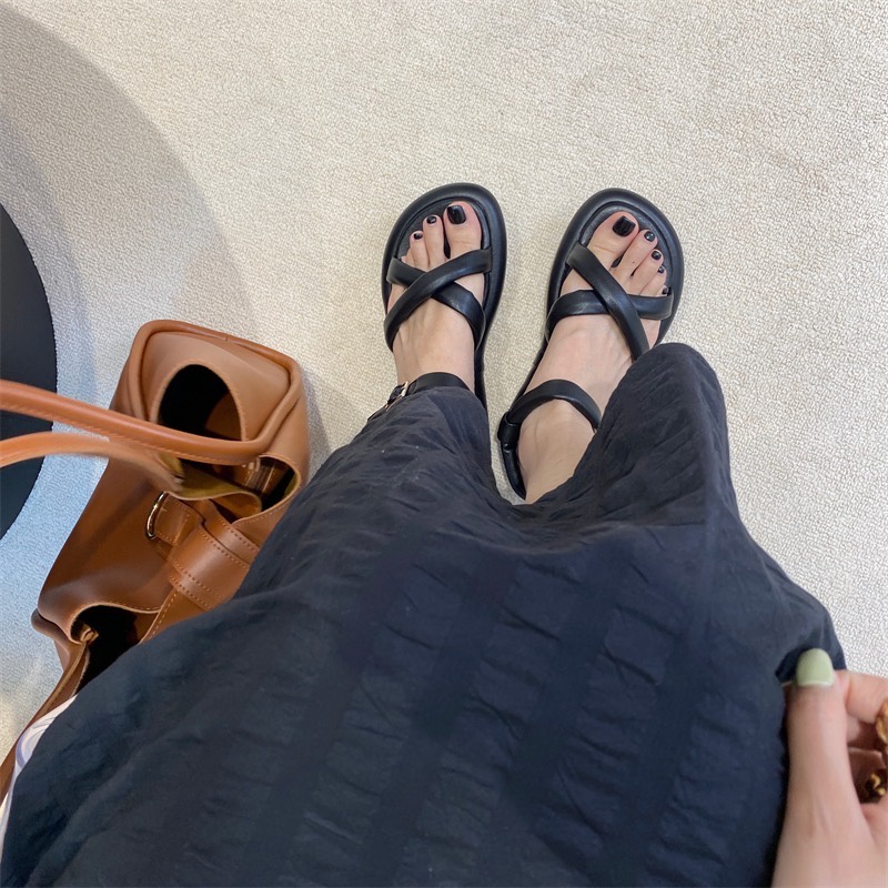 Giày sandal nữ chéo ulzzang đế xuồng trơn 3p chéo đế cao nữ Shoes Paradise SD011