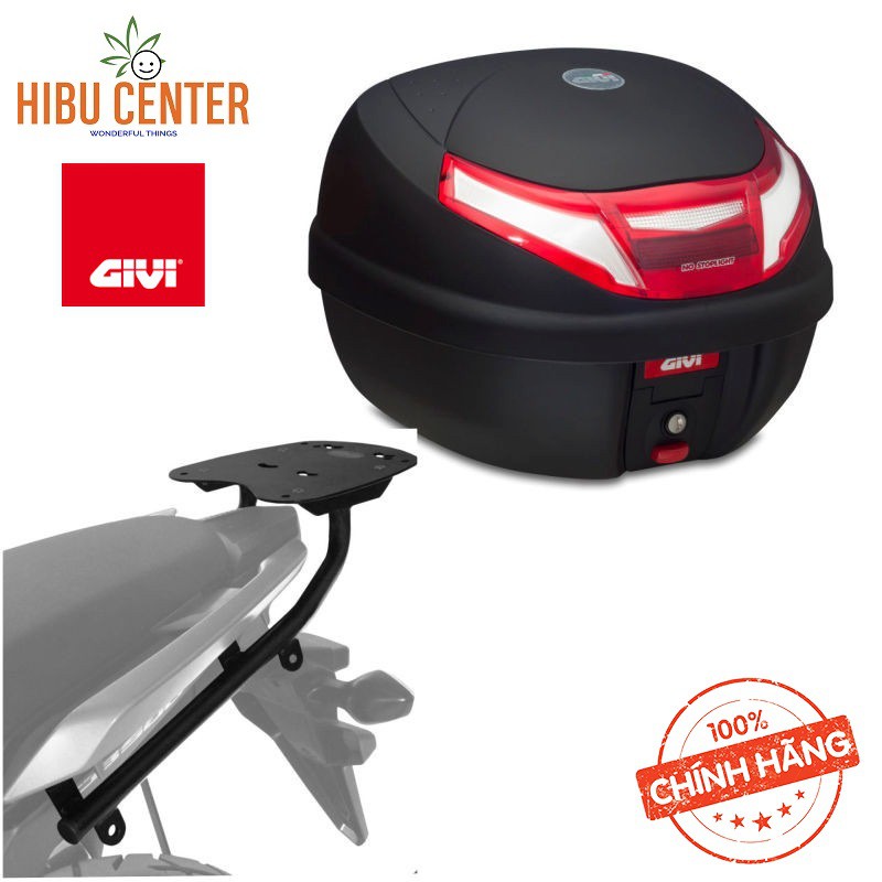 Thùng GIVI E30RN Tour II Gắn Sau Xe Máy Khóa Monolock Phản Quang Đỏ Trắng Đi Kèm Bộ Đế Đệm CHÍNH HÃNG - HBCENTER