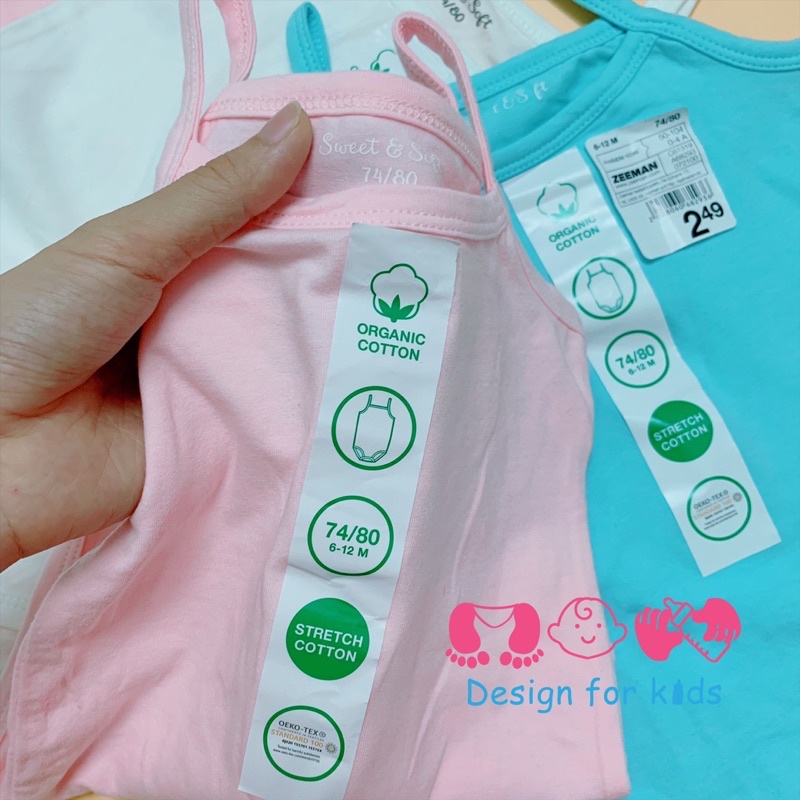 Body chip hai dây xuất dư màu trơn vải cotton cao cấp cho bé gái