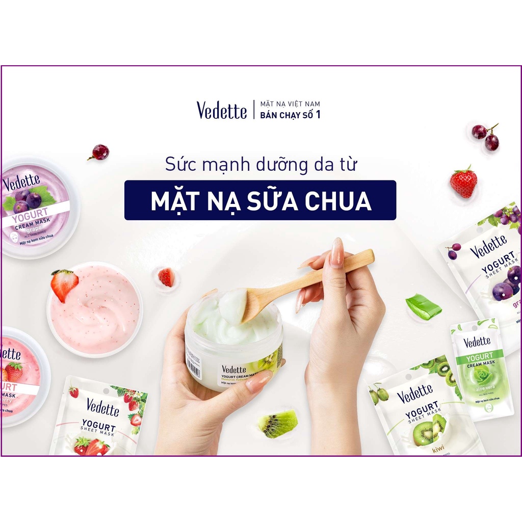 🥦 MẶT NẠ KEM SỮA CHUA NHO 120ml VEDETTE - DƯỠNG DA ẨM & TƯƠI TRẺ LÀN DA - TPM144