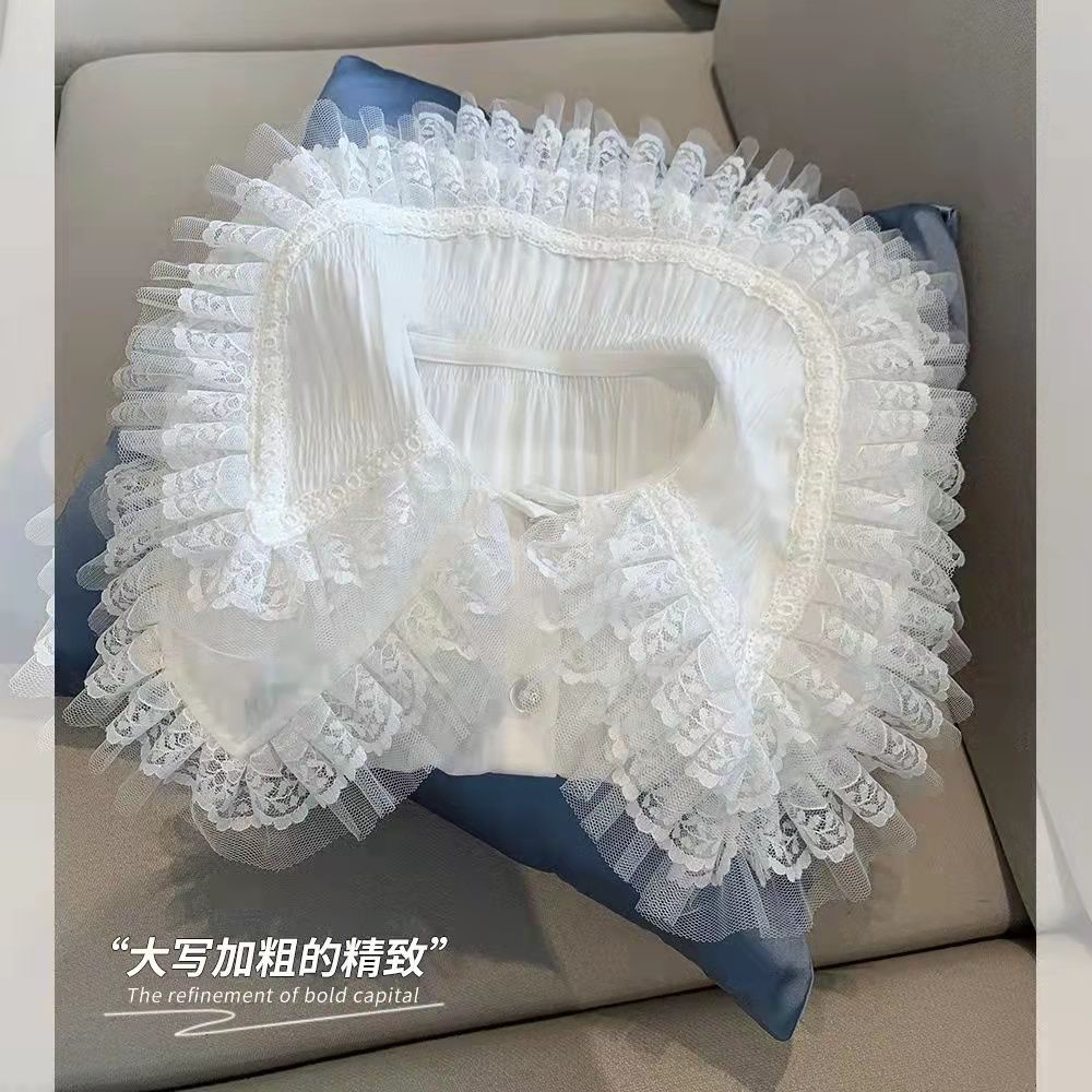 Áo Sơ Mi Trắng Tay Dài Cổ Búp Bê Dễ Thương Xinh Xắn Dành Cho Bé Gái