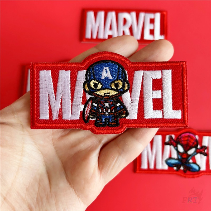 Miếng vá dán ủi thêu hình Đội Trưởng Mỹ/ Người Sắt/ Hulk/ Người Nhện hoạt hình Marvel tự trang trí quần áo/túi xách