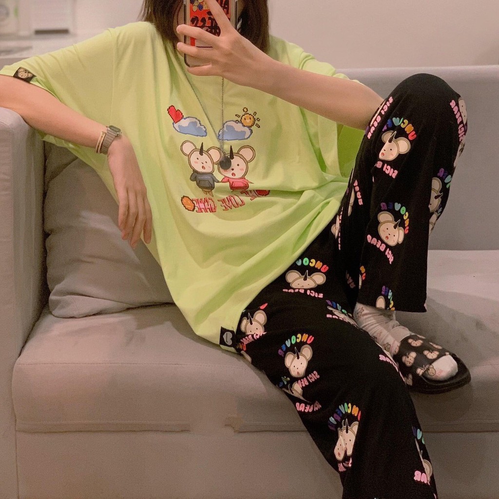 Mẫu mới - QUẦN DÀI UNCOVER SICI UNISEX ĐEN ĐỎ - QUẦN CULLOTES SICI BEAR