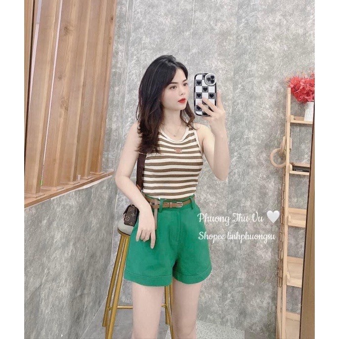Áo Len Sọc 3 Lỗ Siêu Xinh Thêu X Ngực | Smide Clothing