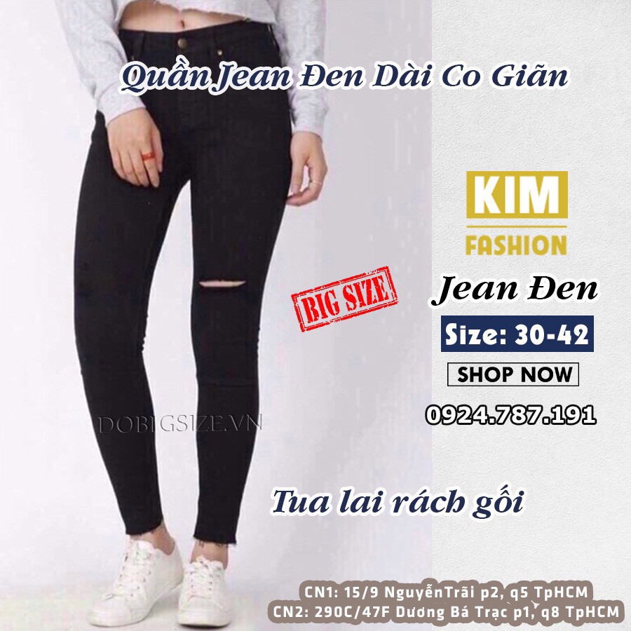 Quần Jeans Đen Bigsize Co giãn Size 32-36 70-85kg