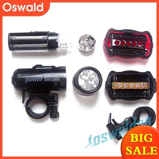 Bộ đèn LED 5 bóng gắn trước + sau xe đạp cảnh báo an toàn chống thấm nước